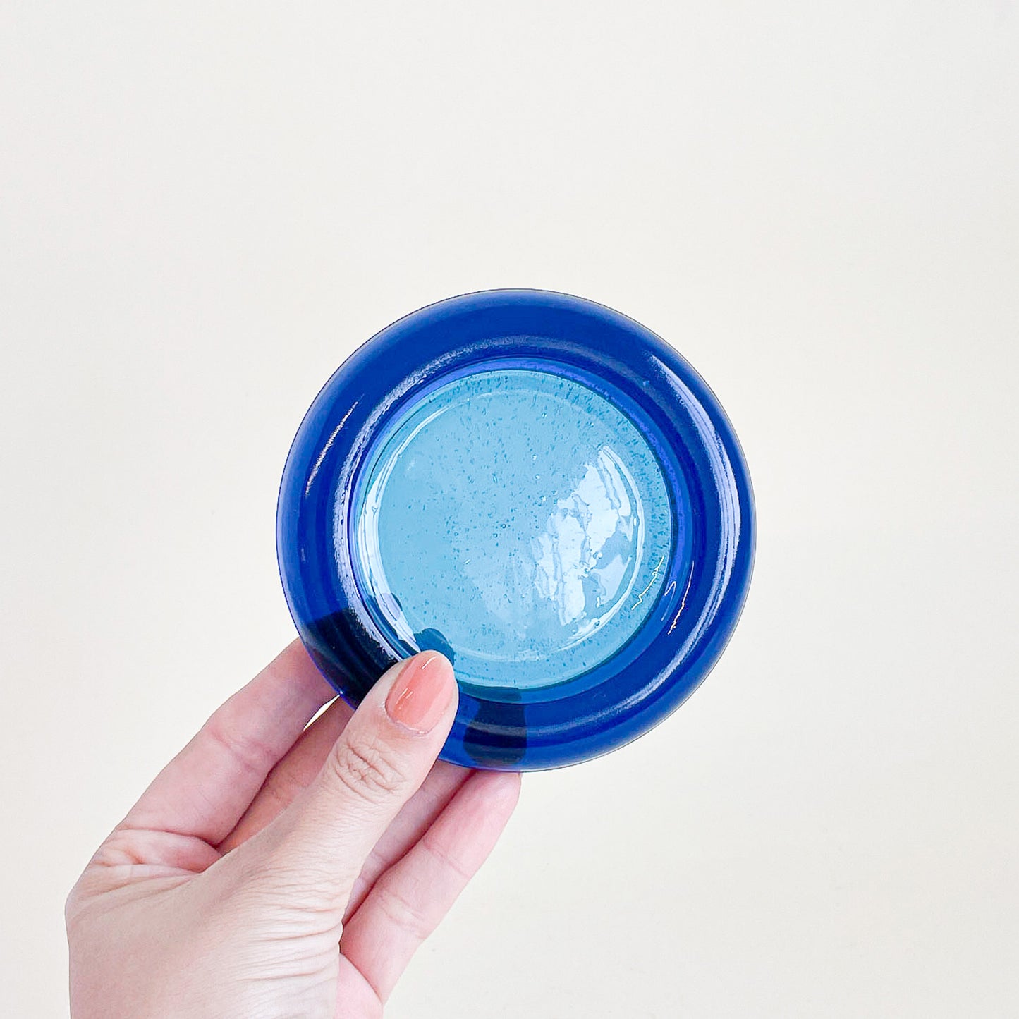 Cobalt blue glass catch-all/candle holder