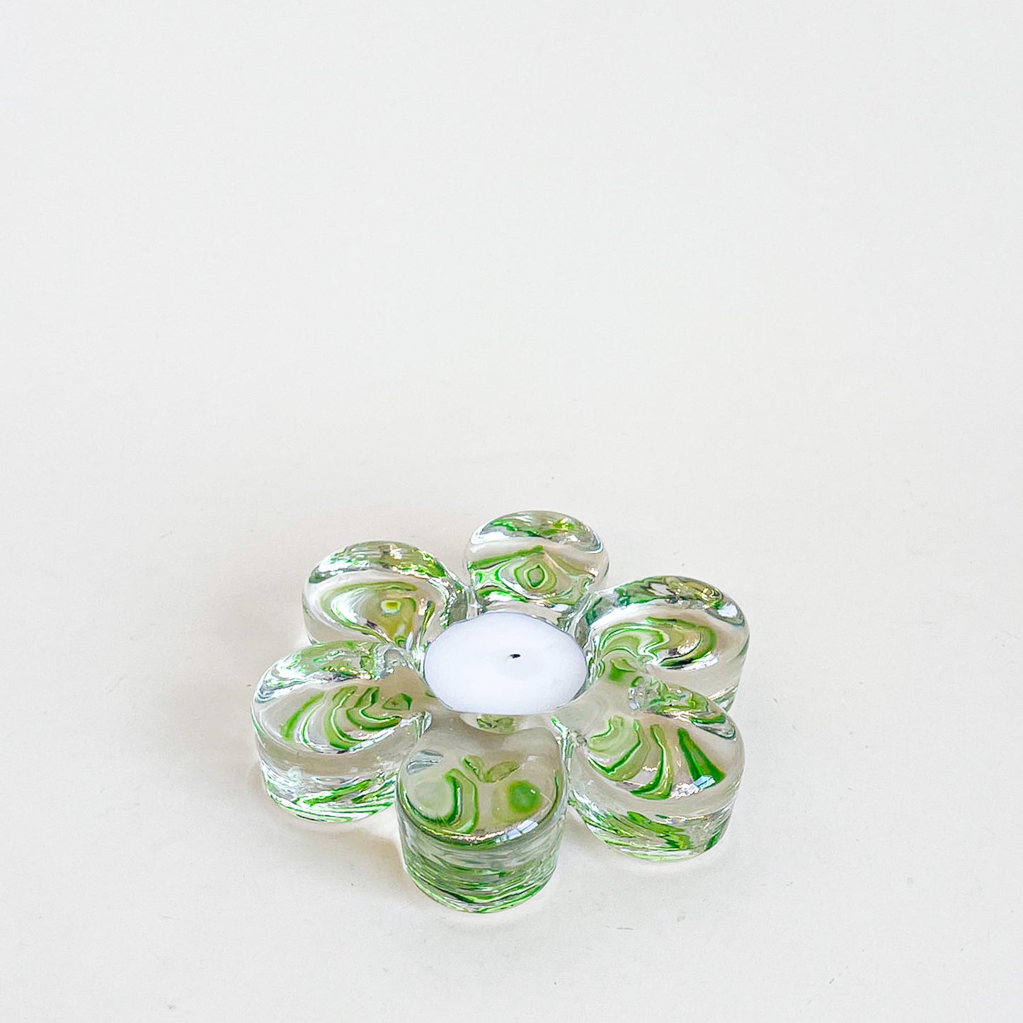 Glass flower candle holder