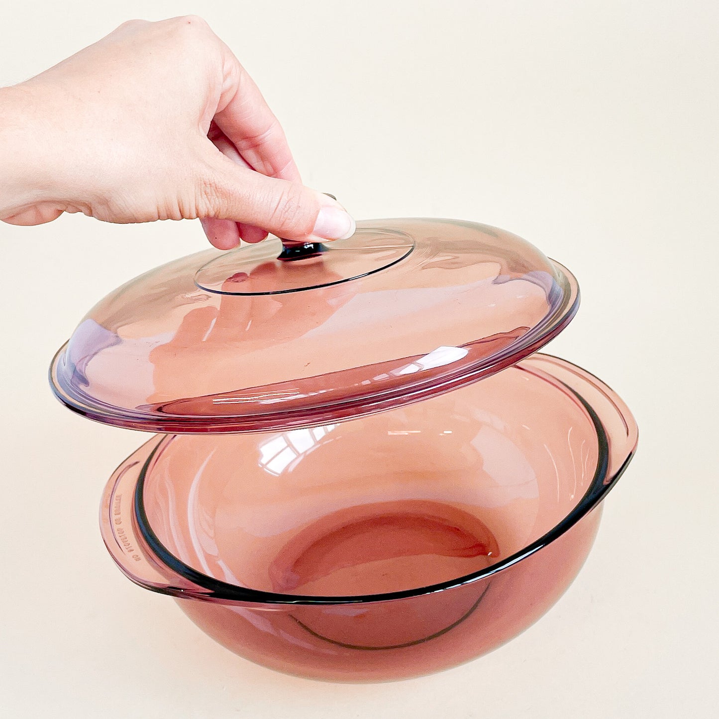Pyrex cranberry glass cocotte