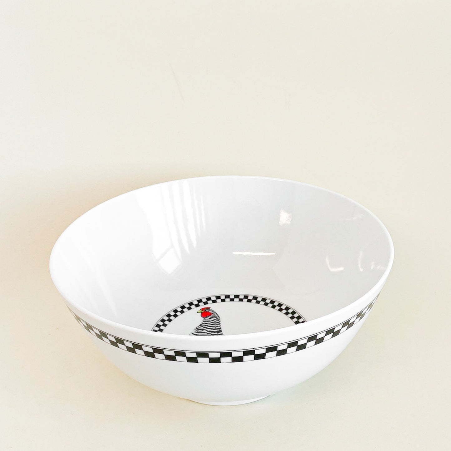 Large checkered ceramic salad bowl