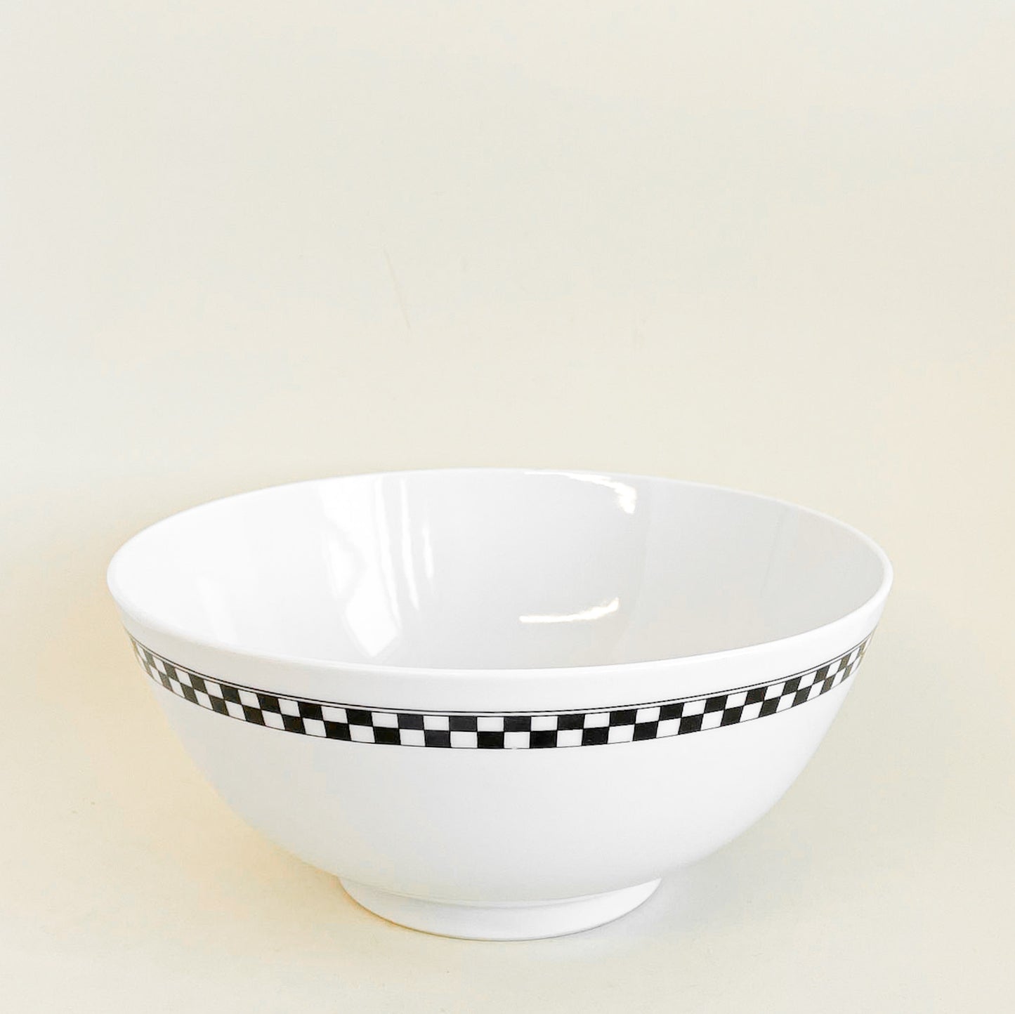 Large checkered ceramic salad bowl