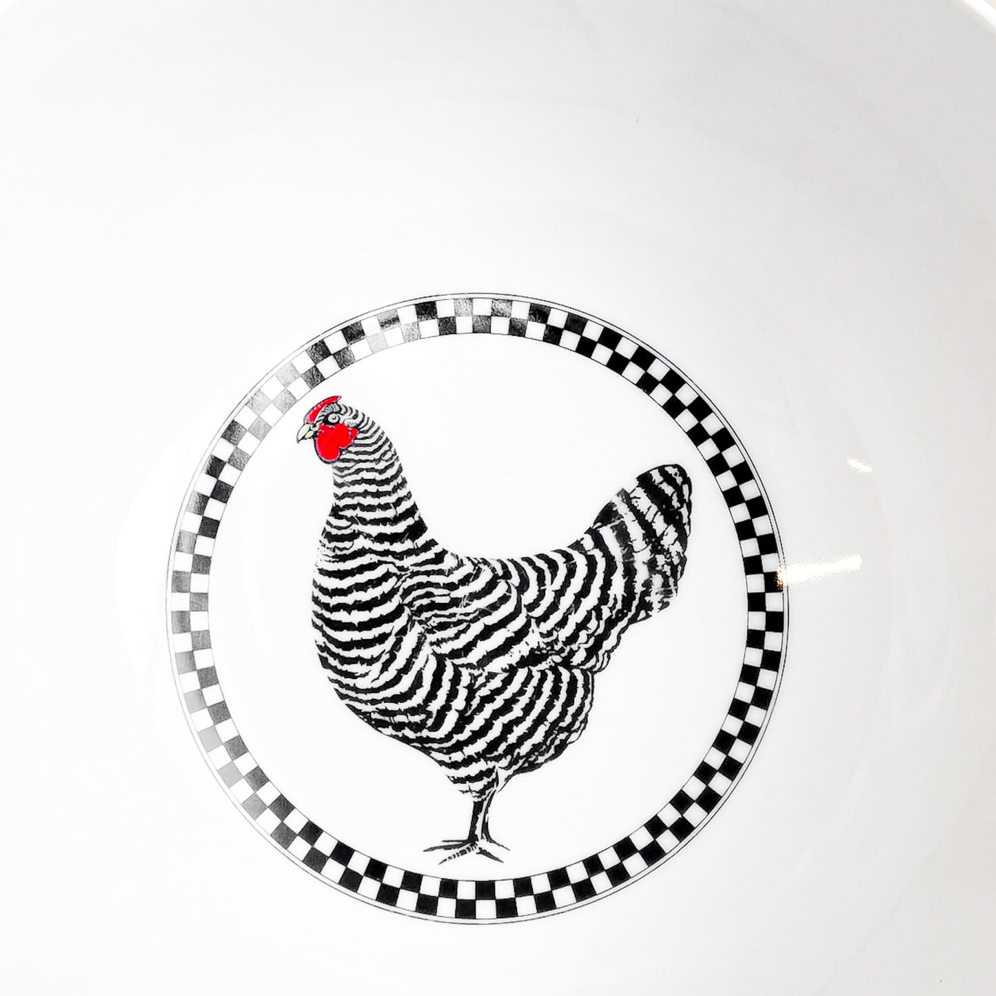 Large checkered ceramic salad bowl