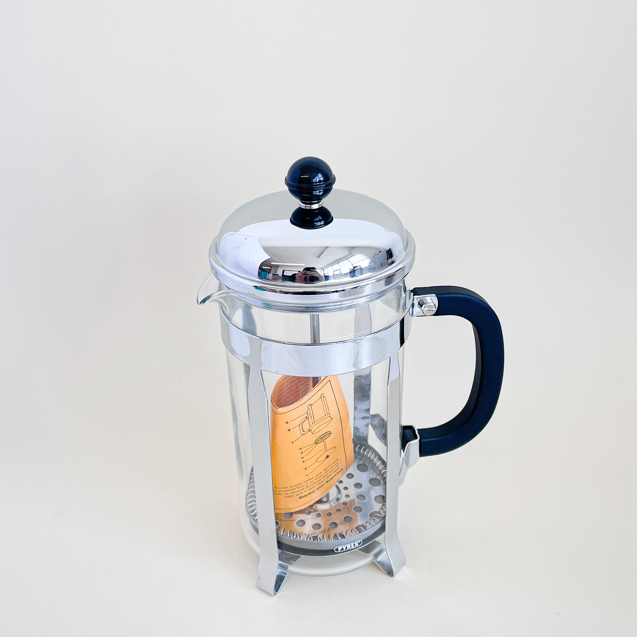 1 Cup French Press Coffee Maker by RSVP International & PYREX ~ Glass /  Chrome