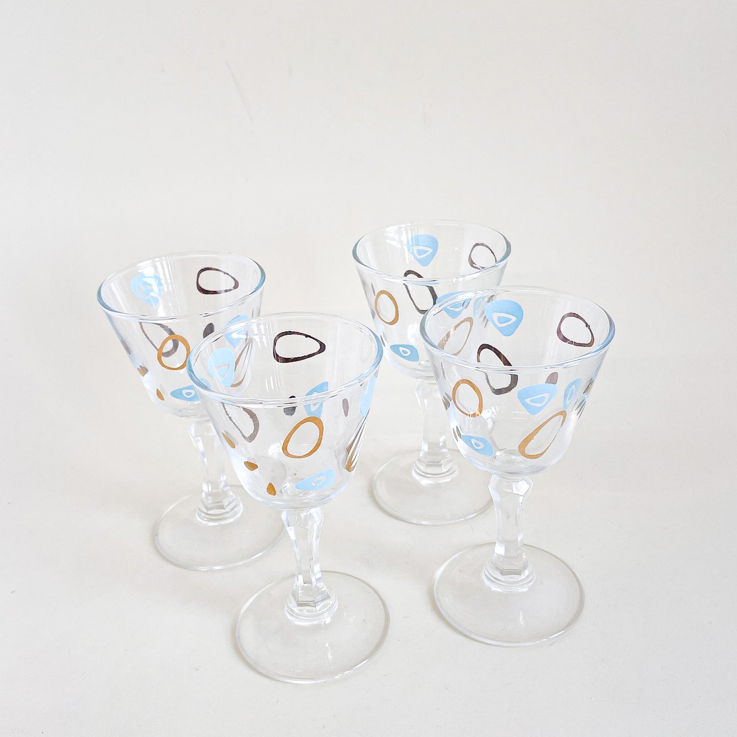 Federal Glass 1950s Amoeba stem glassware