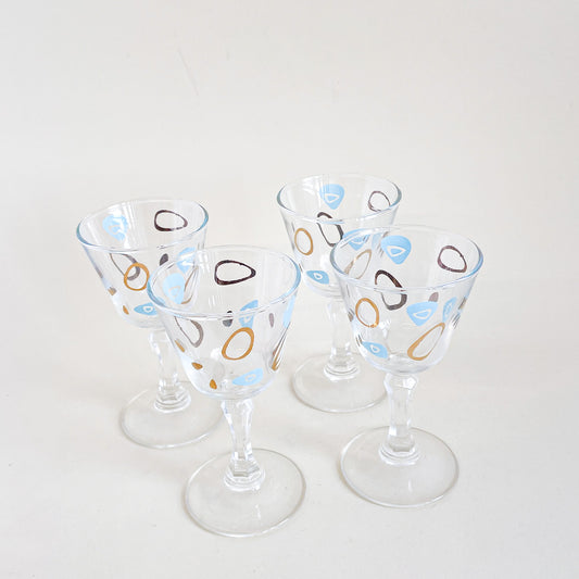 Federal Glass 1950s Amoeba stem glassware