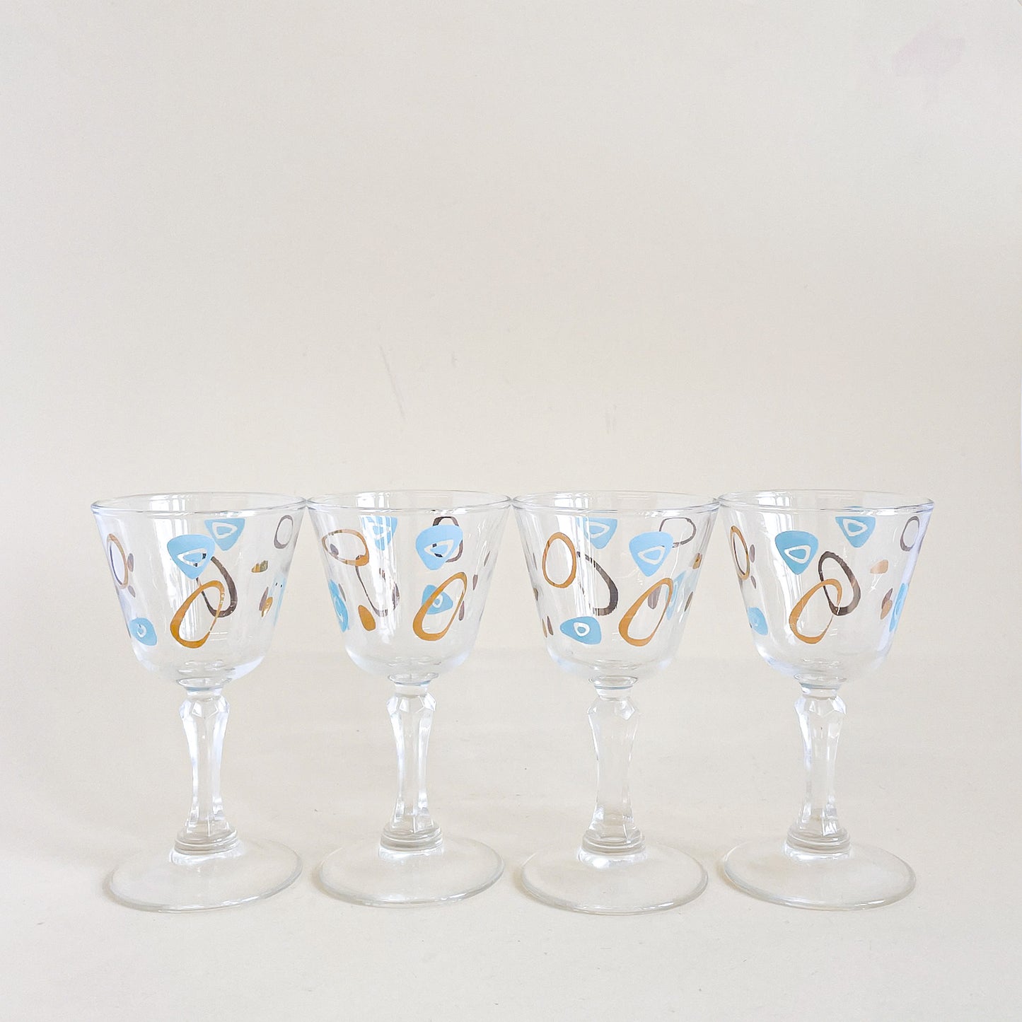 Federal Glass 1950s Amoeba stem glassware