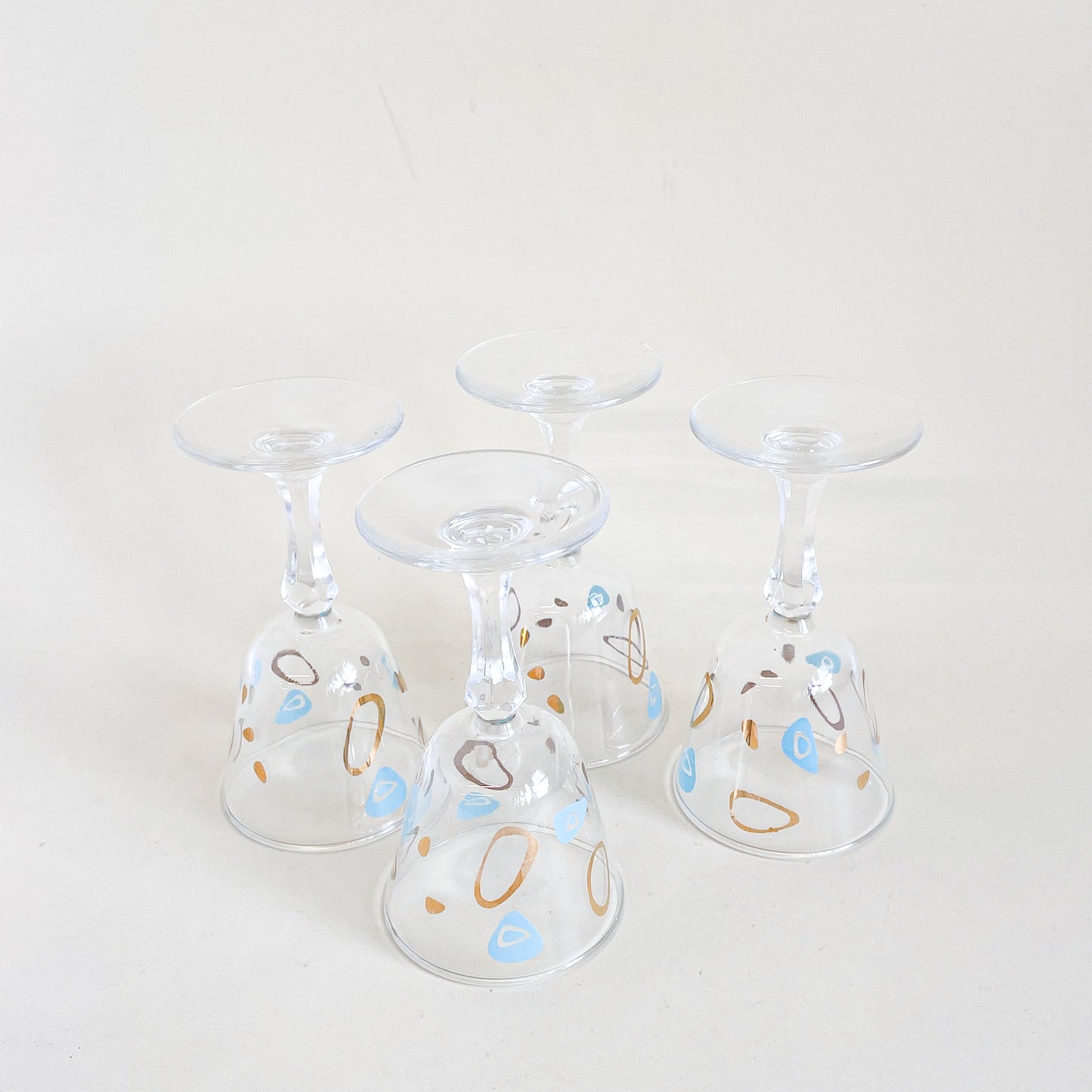 Federal Glass 1950s Amoeba stem glassware