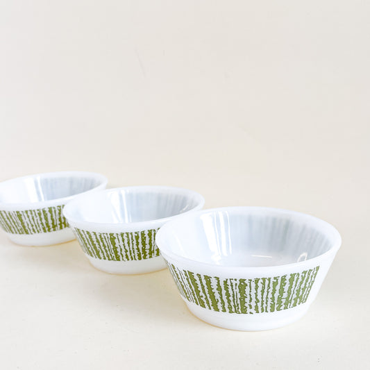 Trio bols Fire-King blanc et vert