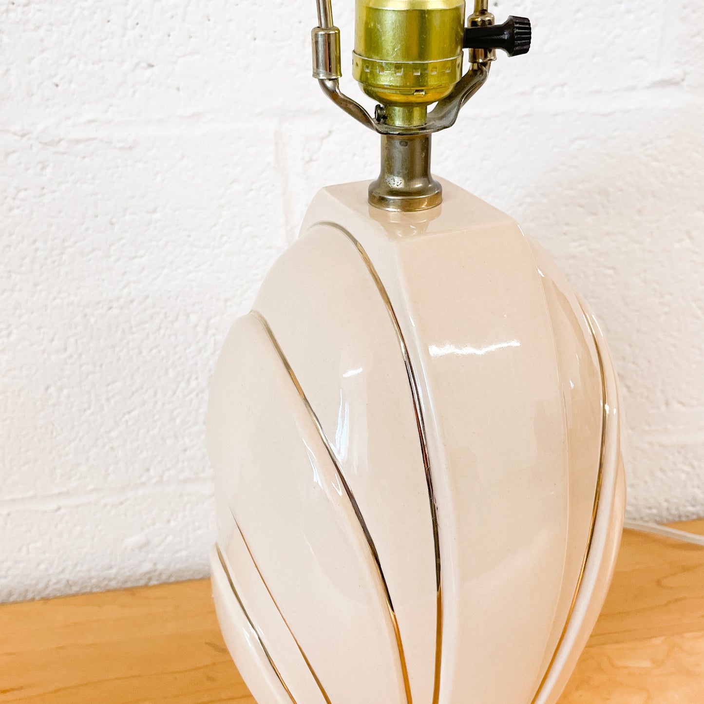 Large peach and gold ceramic lamp