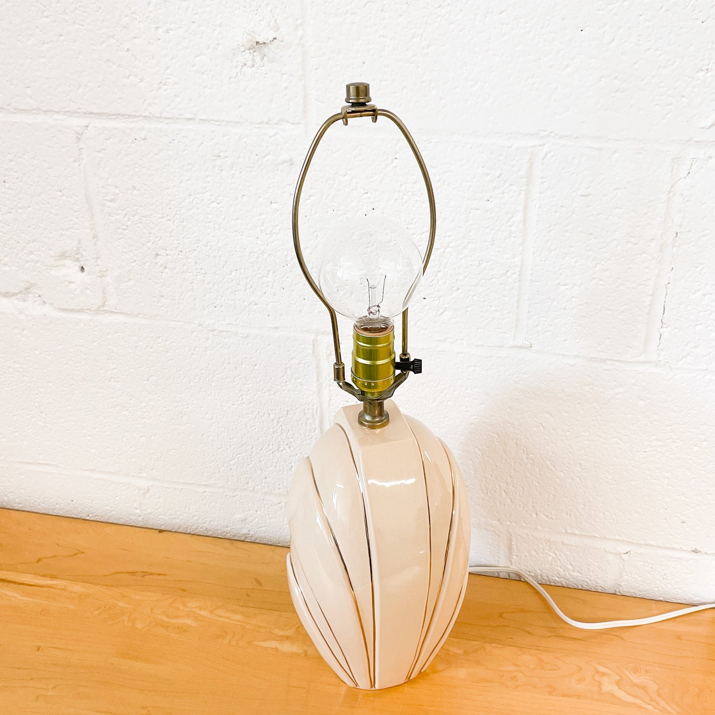 Large peach and gold ceramic lamp