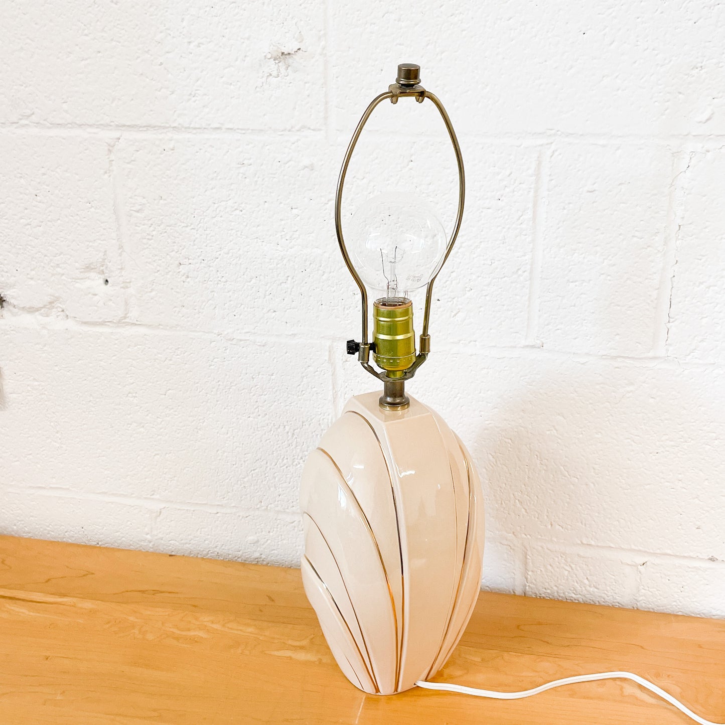 Large peach and gold ceramic lamp