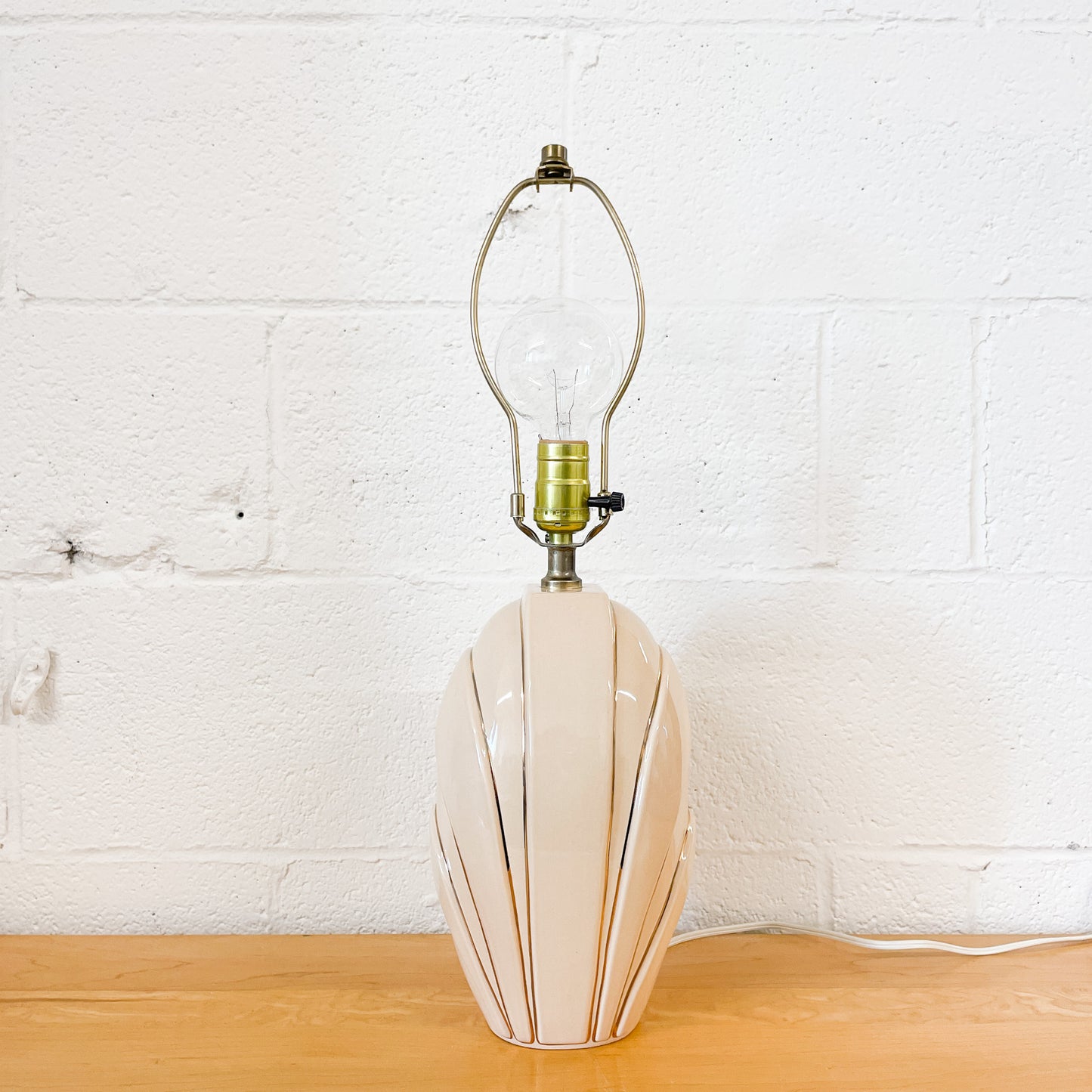 Large peach and gold ceramic lamp