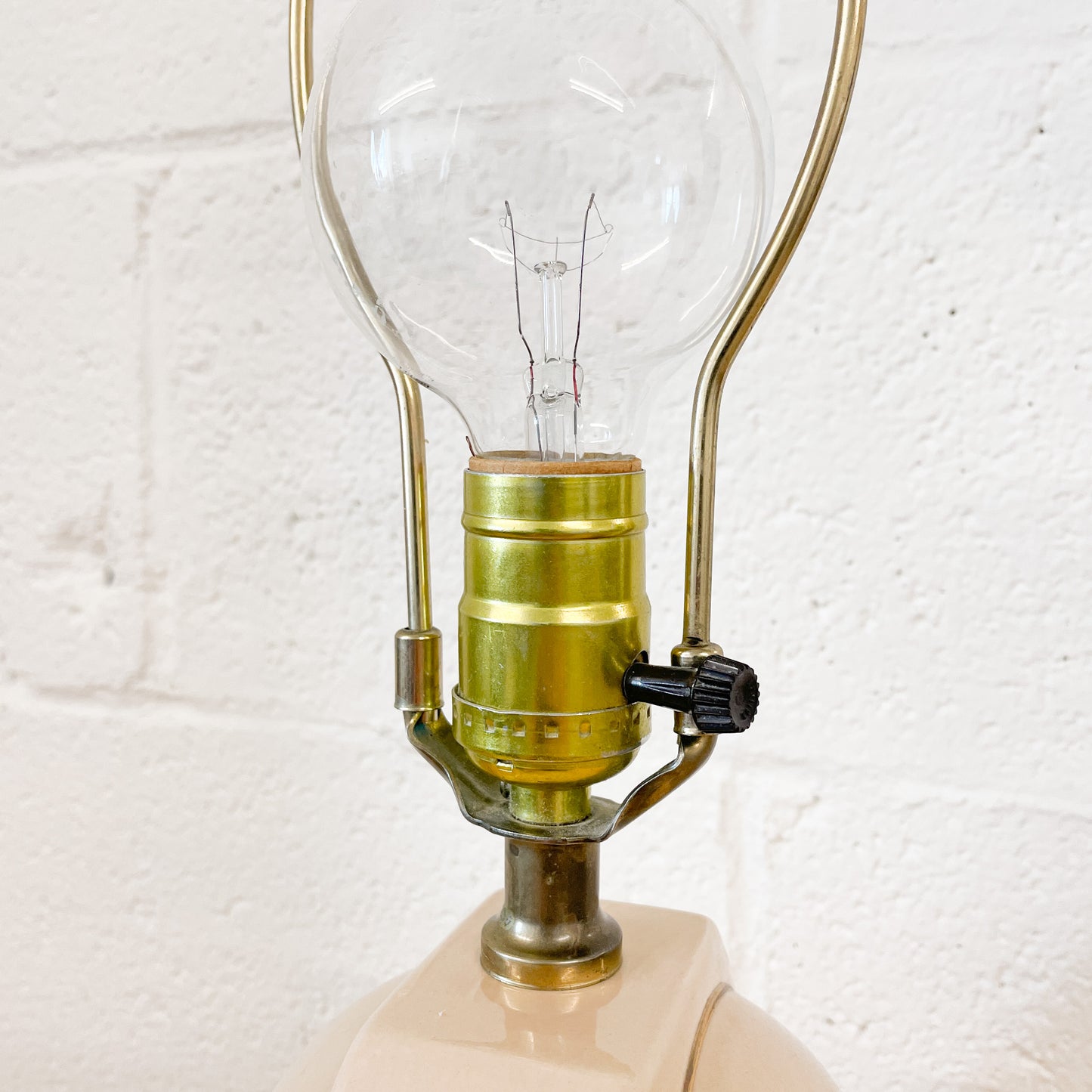 Large peach and gold ceramic lamp
