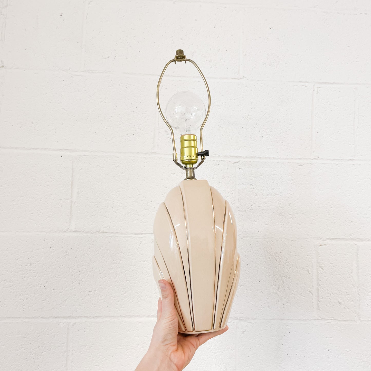 Large peach and gold ceramic lamp