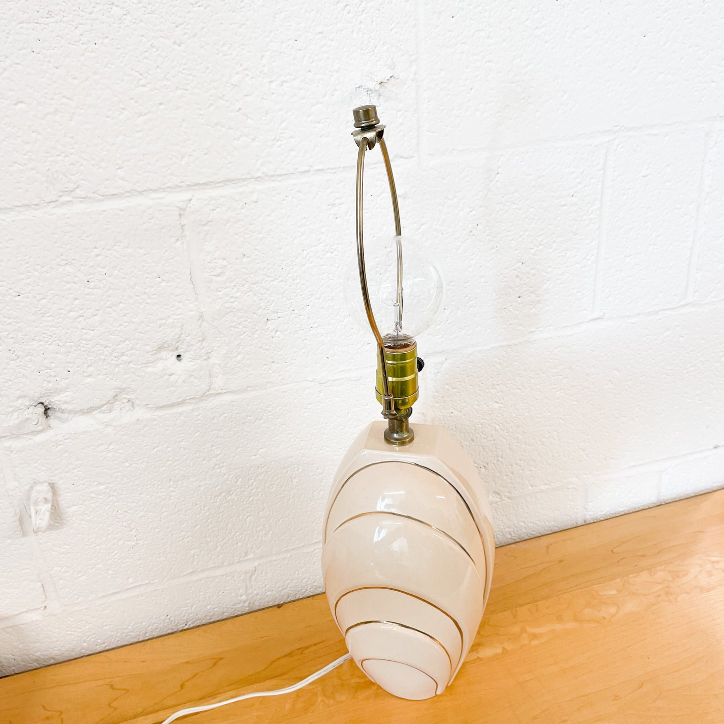 Large peach and gold ceramic lamp