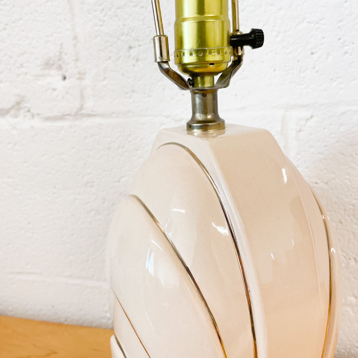 Large peach and gold ceramic lamp
