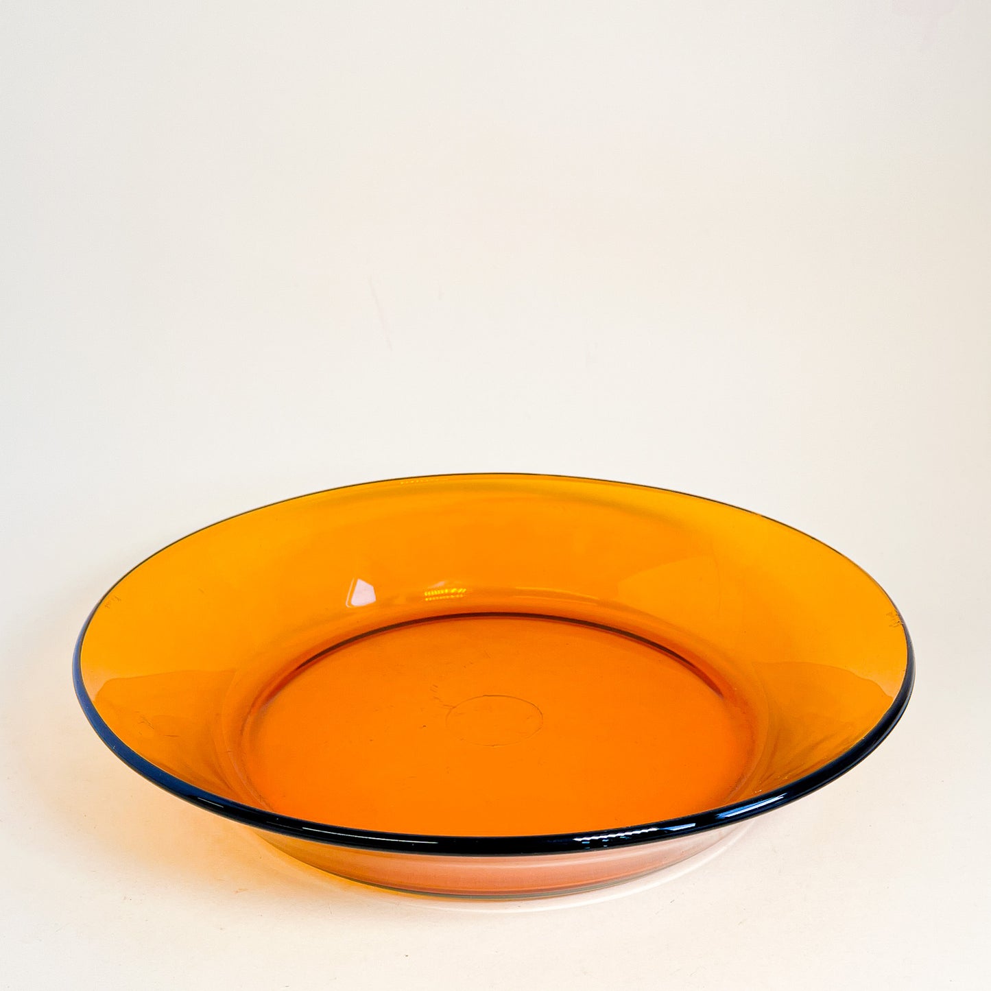 Large amber Duralex deep plate