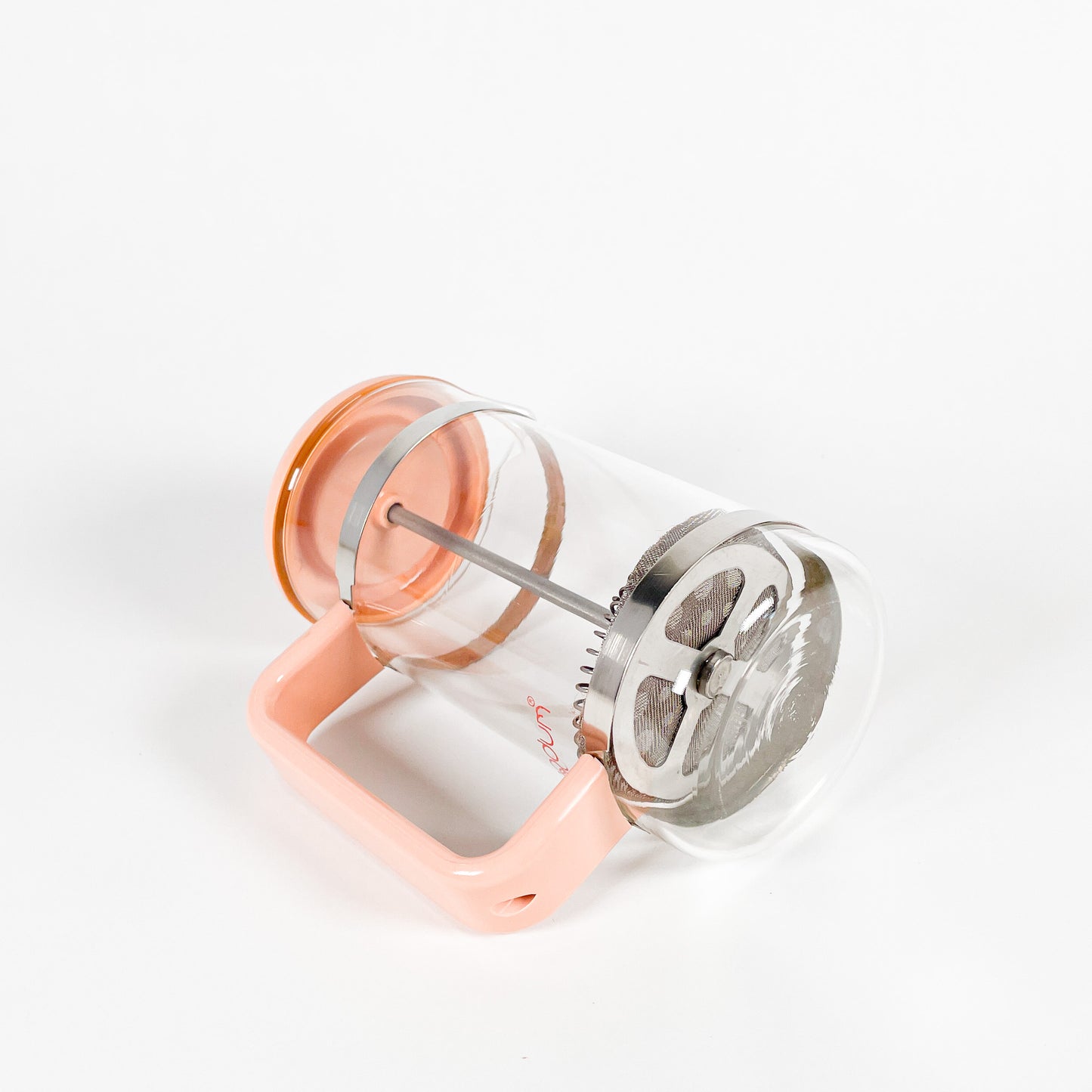 Small pink Bodum french press coffee maker