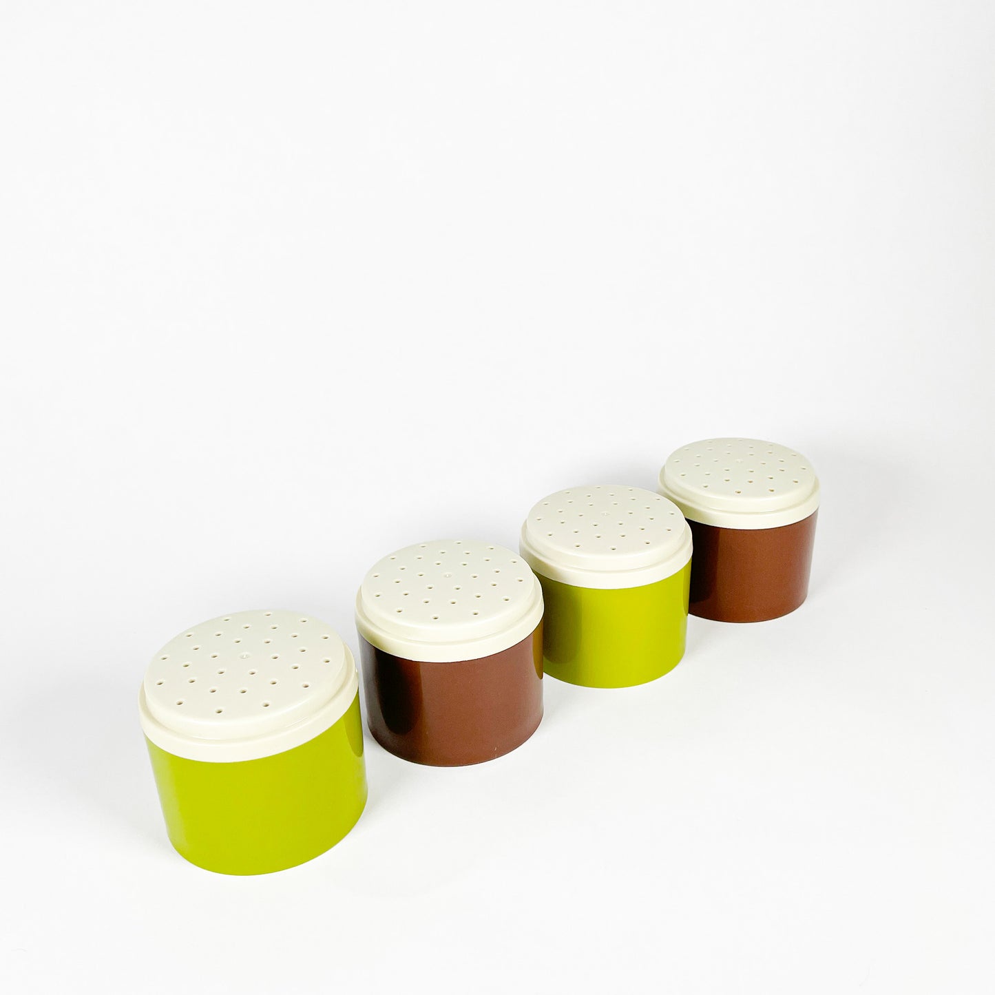 Ensemble de pots à épices Tupperware verts et bruns