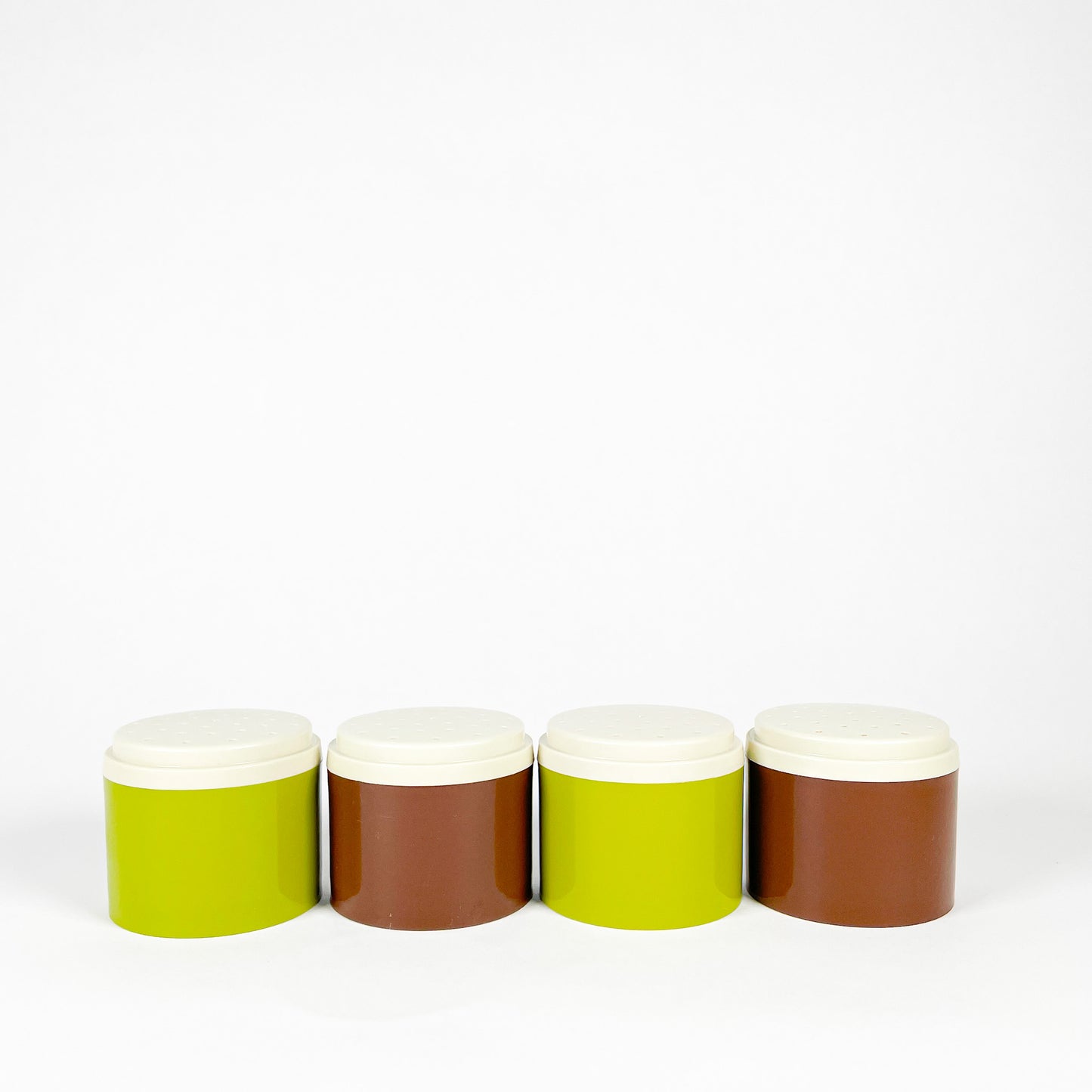 Ensemble de pots à épices Tupperware verts et bruns
