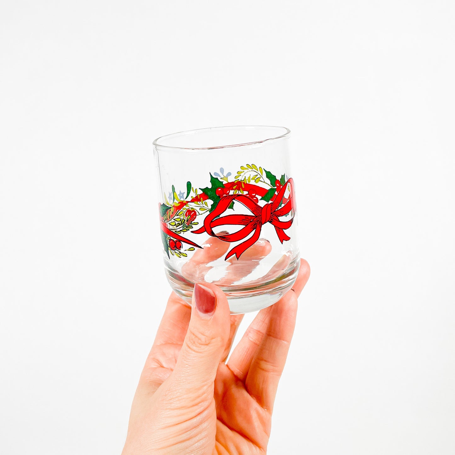 Small mistletoe leaf ribbon tumblers duo