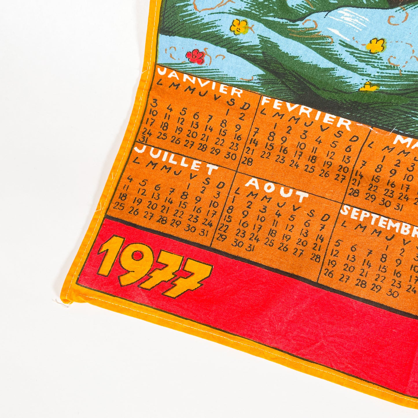 1977 Siamese cats fabric calendar