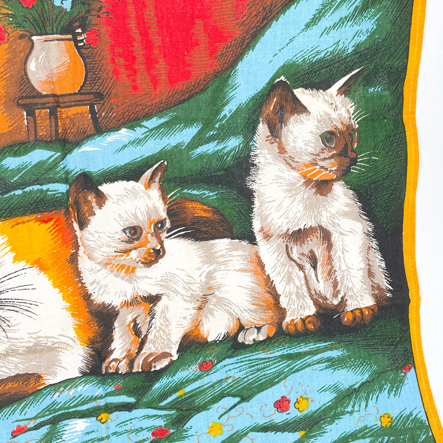 1977 Siamese cats fabric calendar