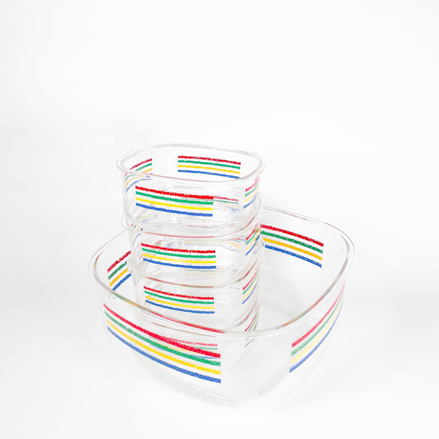 Coloful stripes acrylic salad bowls set