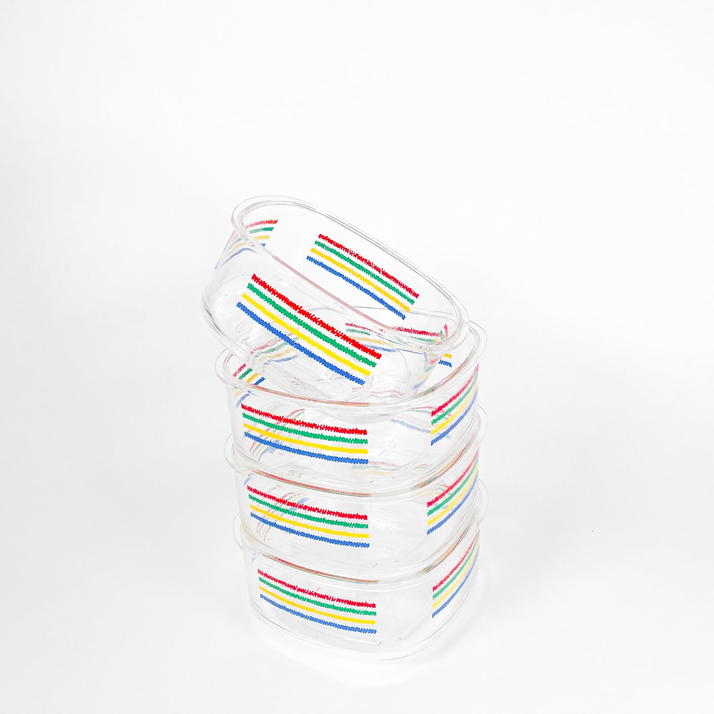 Coloful stripes acrylic salad bowls set