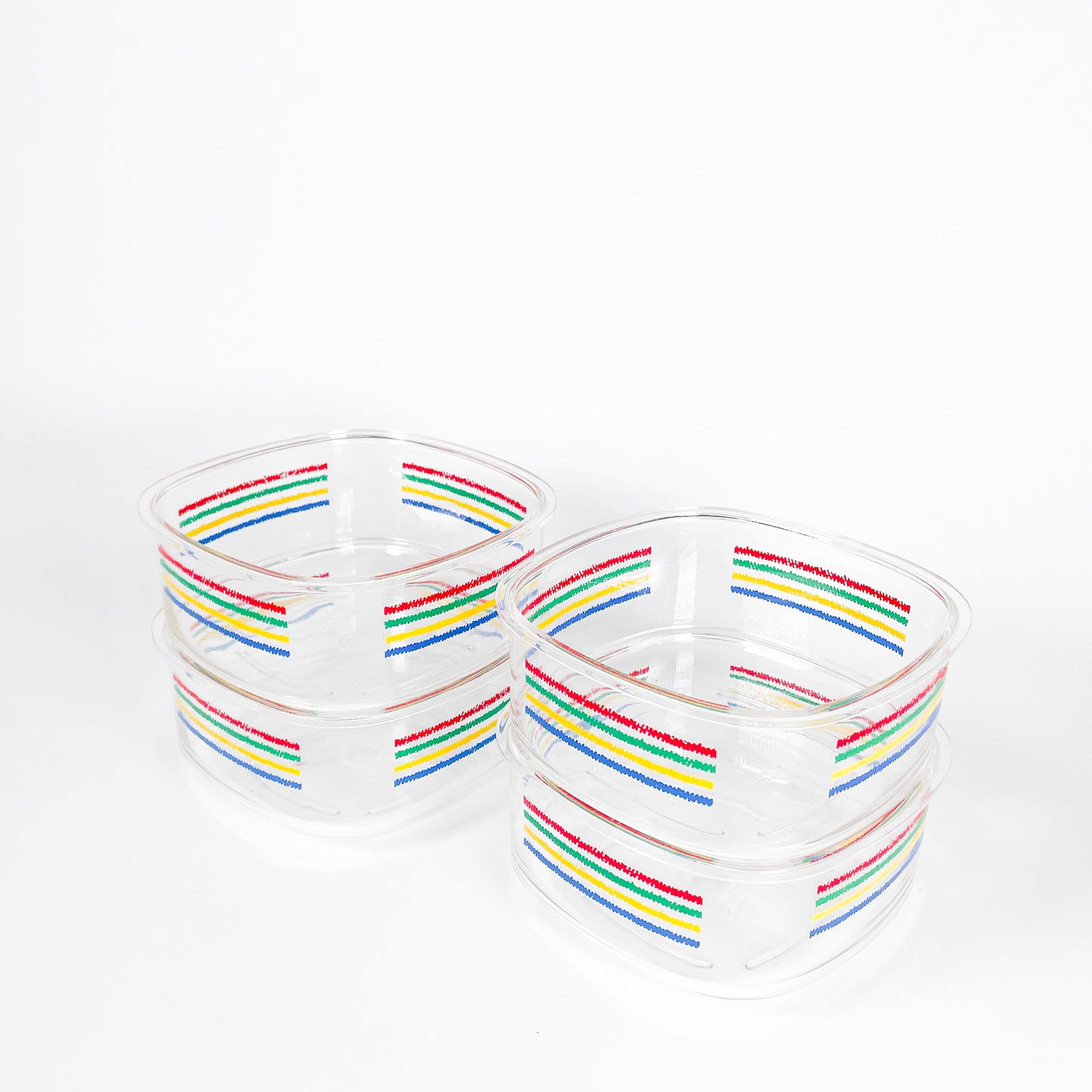 Coloful stripes acrylic salad bowls set