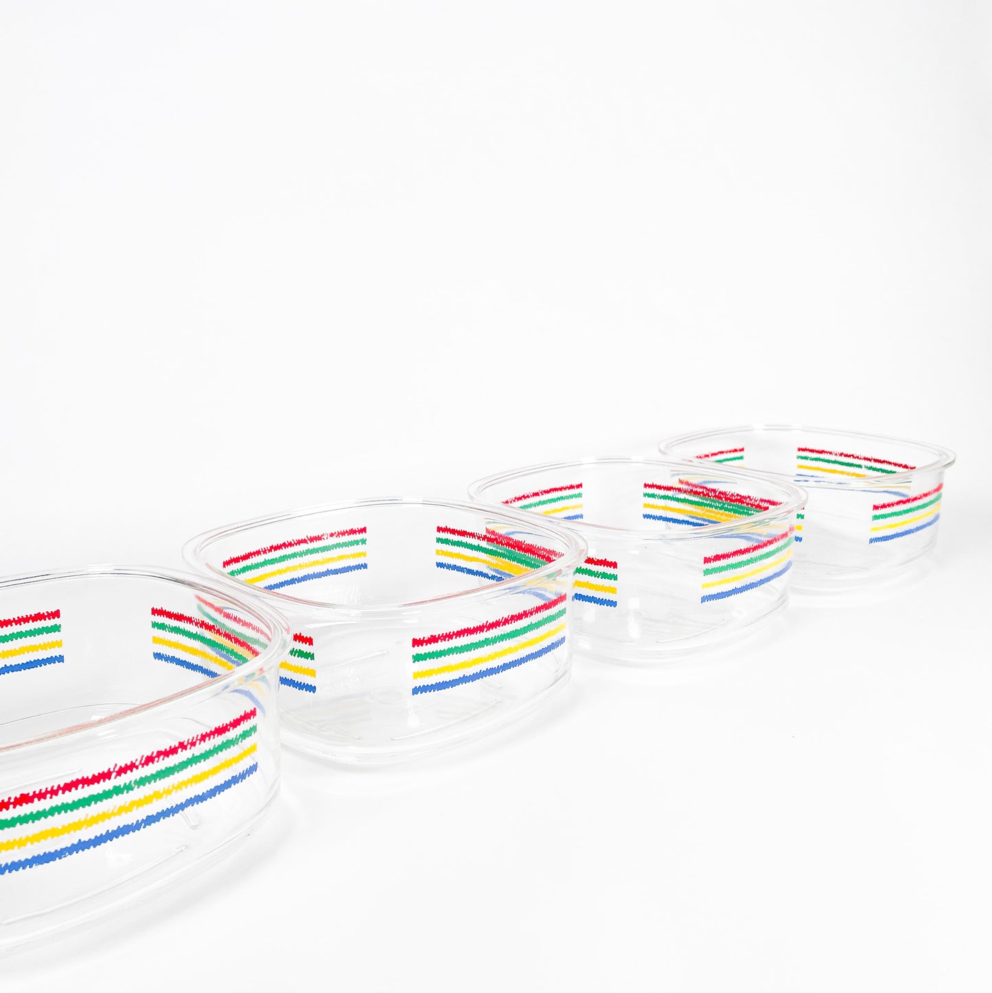 Coloful stripes acrylic salad bowls set