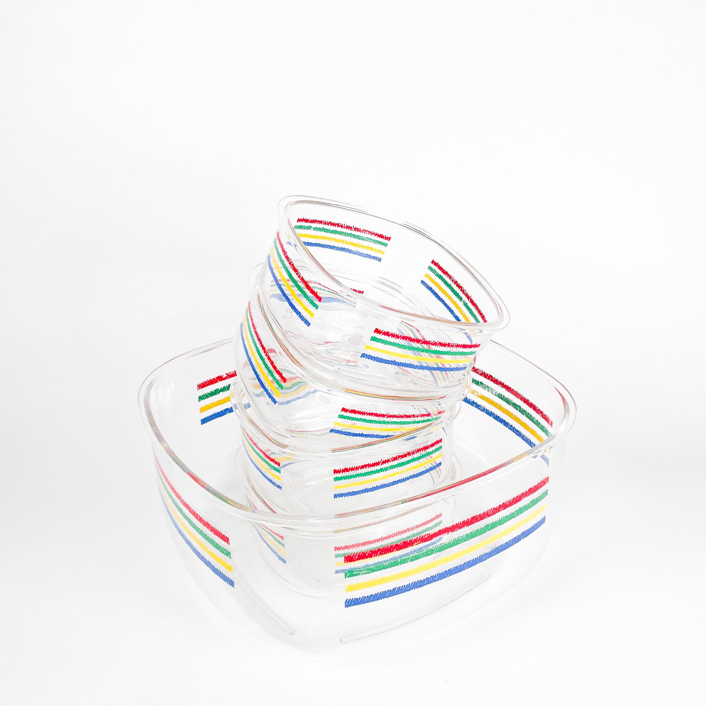 Coloful stripes acrylic salad bowls set