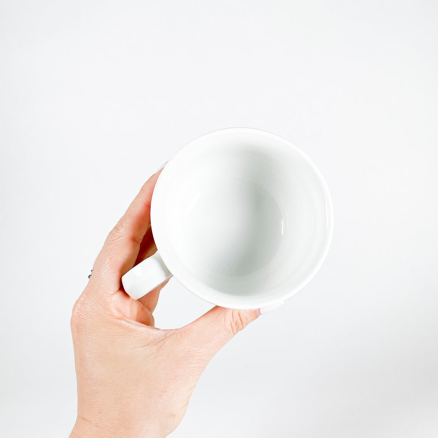 Red checkered mug with small flowers