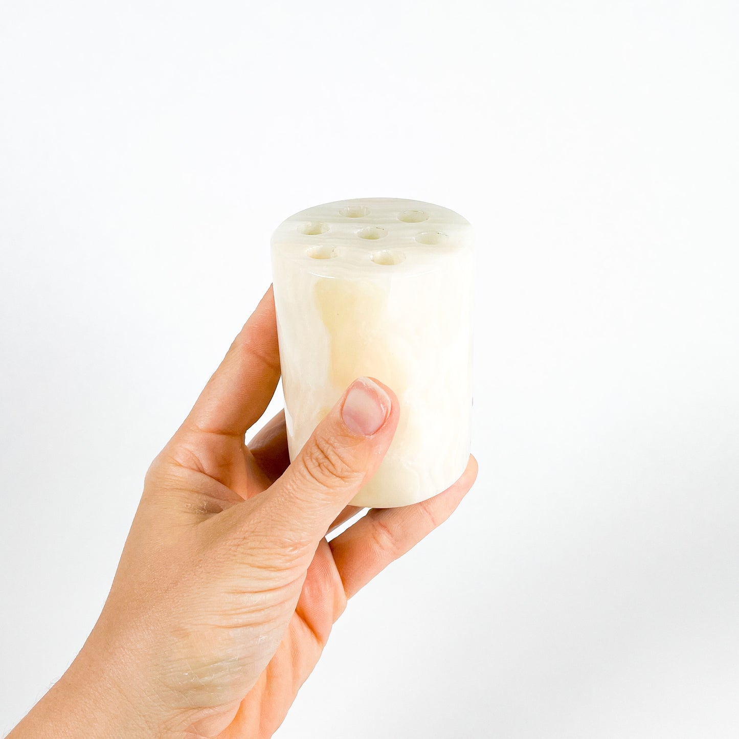 Cylindrical onyx pencil holder