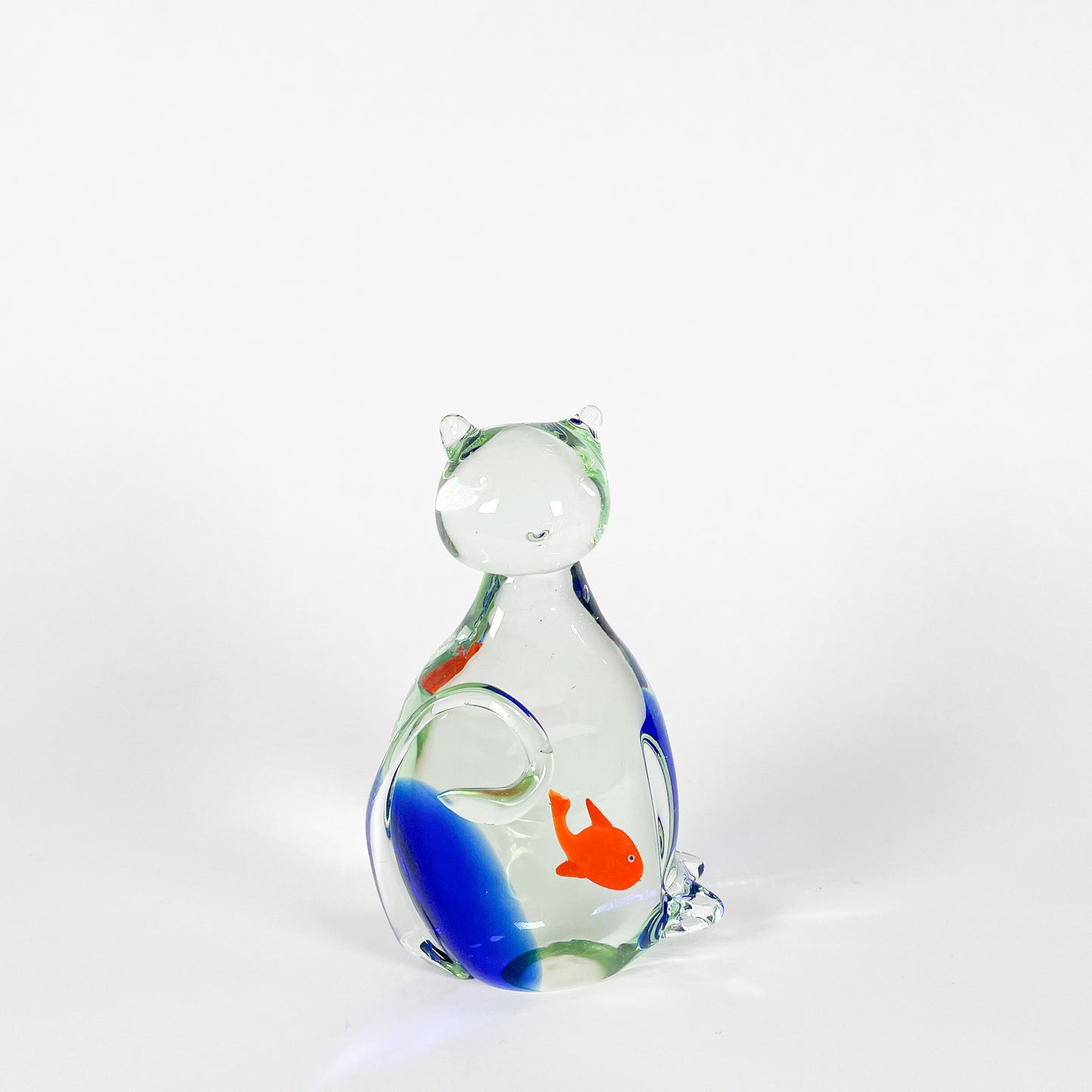 Blue blown glass cat