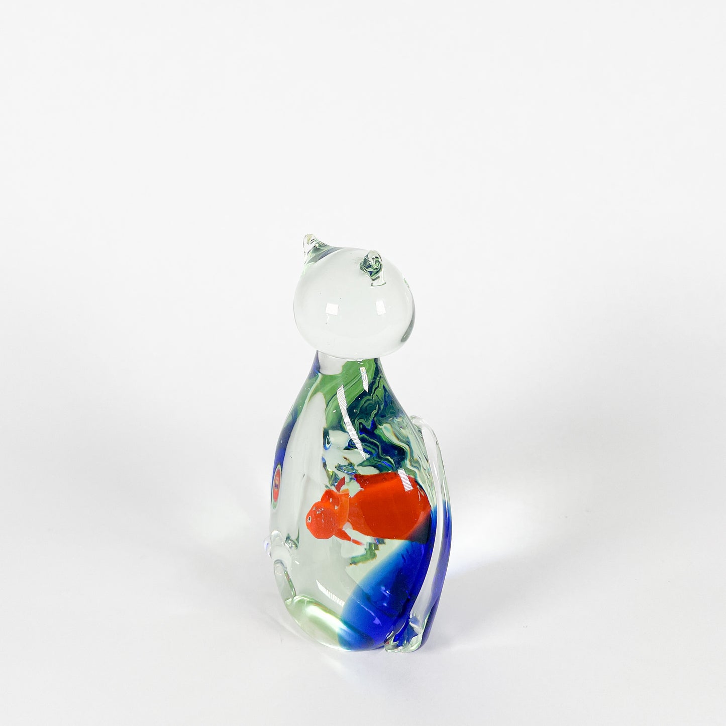 Blue blown glass cat