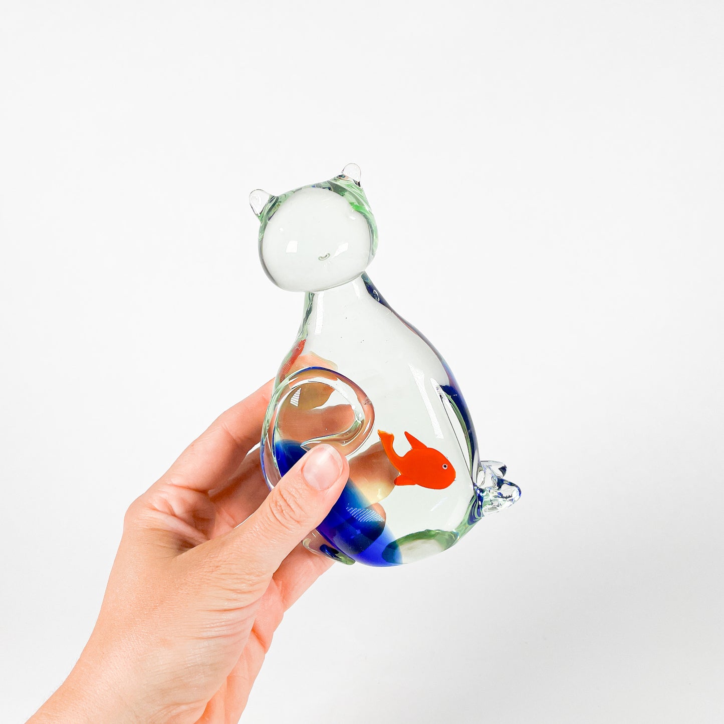 Blue blown glass cat