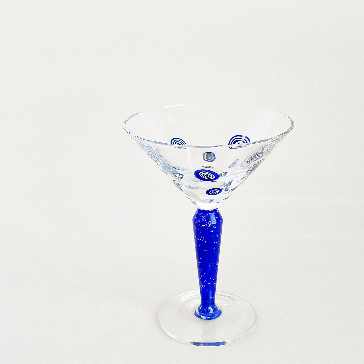 Blue millefiori martini glasses