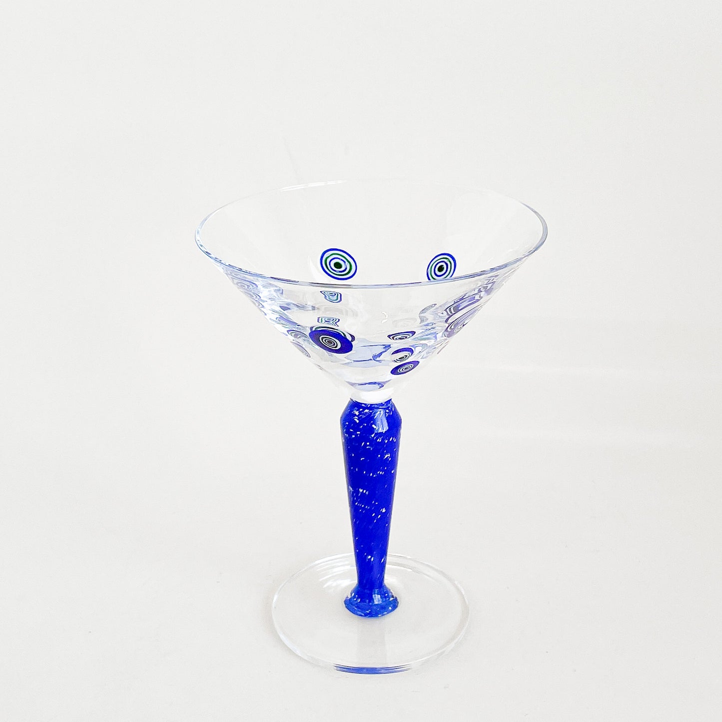 Blue millefiori martini glasses