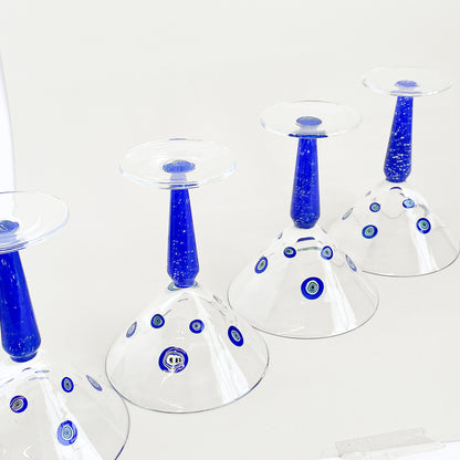 Blue millefiori martini glasses