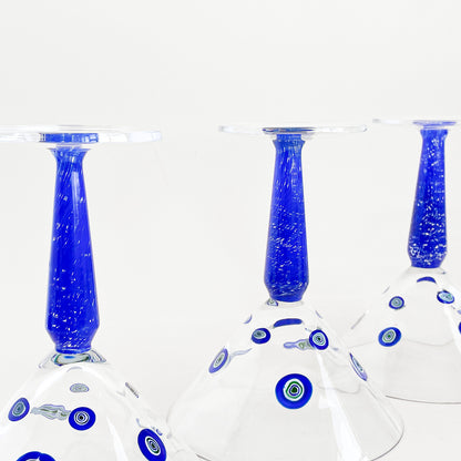 Blue millefiori martini glasses