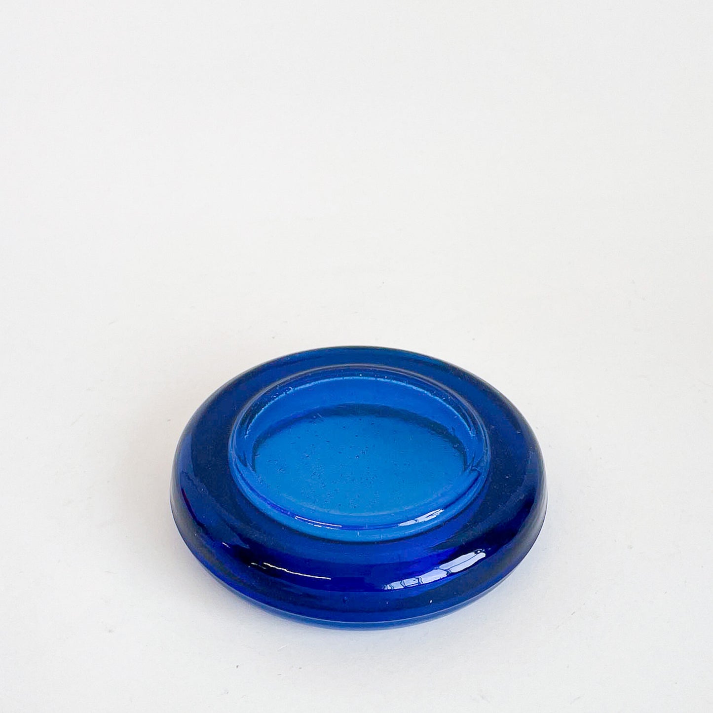 Coupelle/Bougeoir en verre bleu cobalt