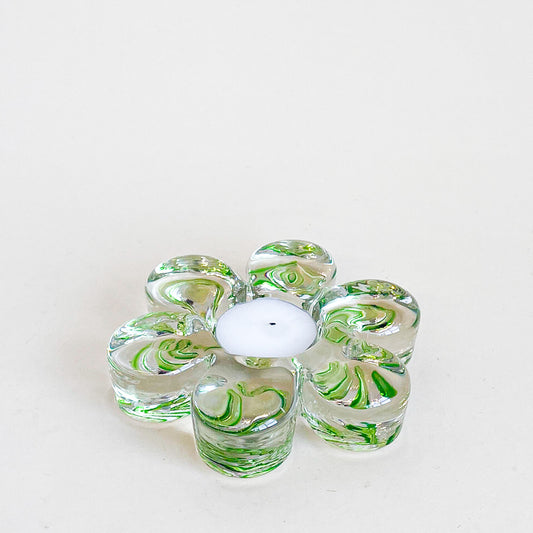 Glass flower candle holder