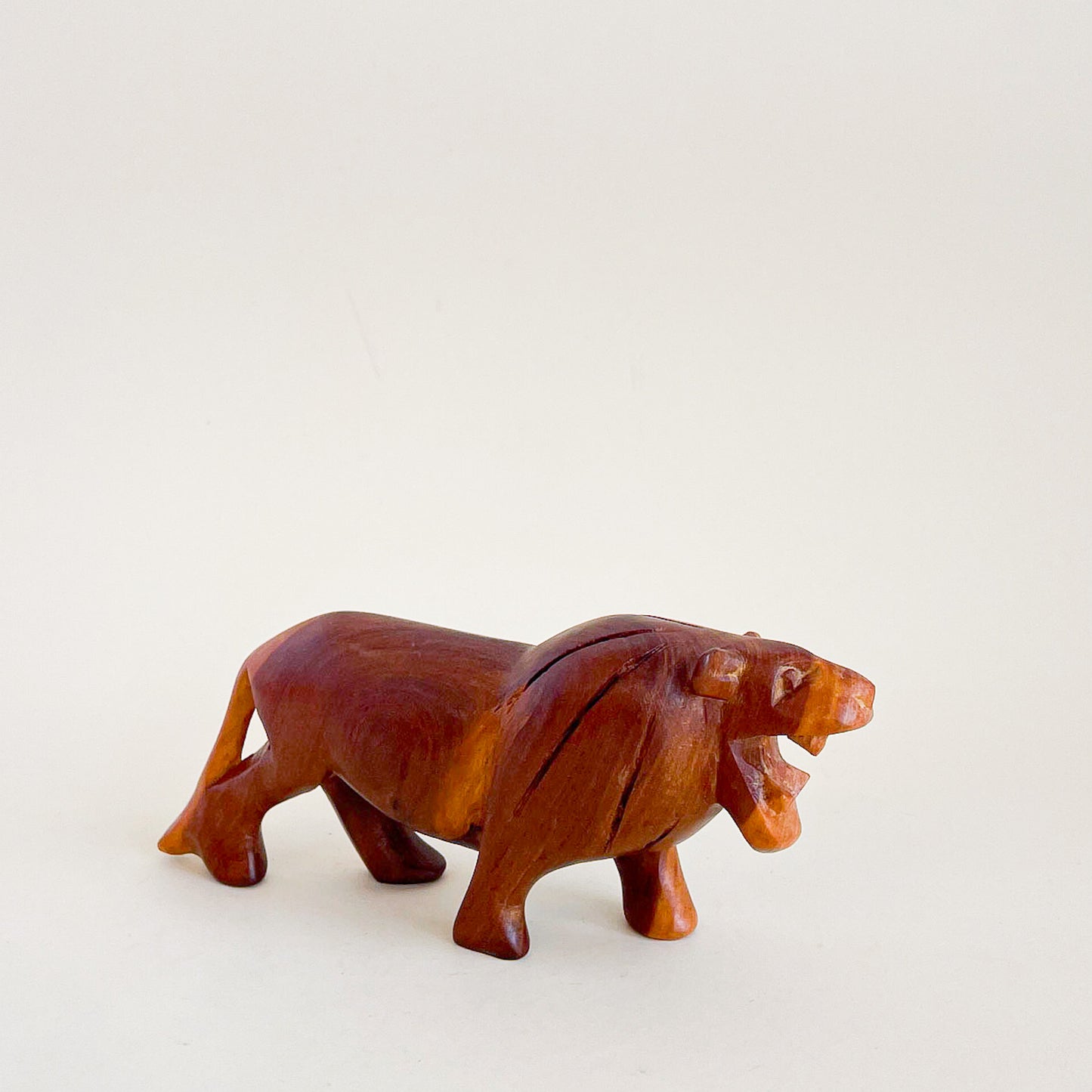 Hand-carved wooden lion