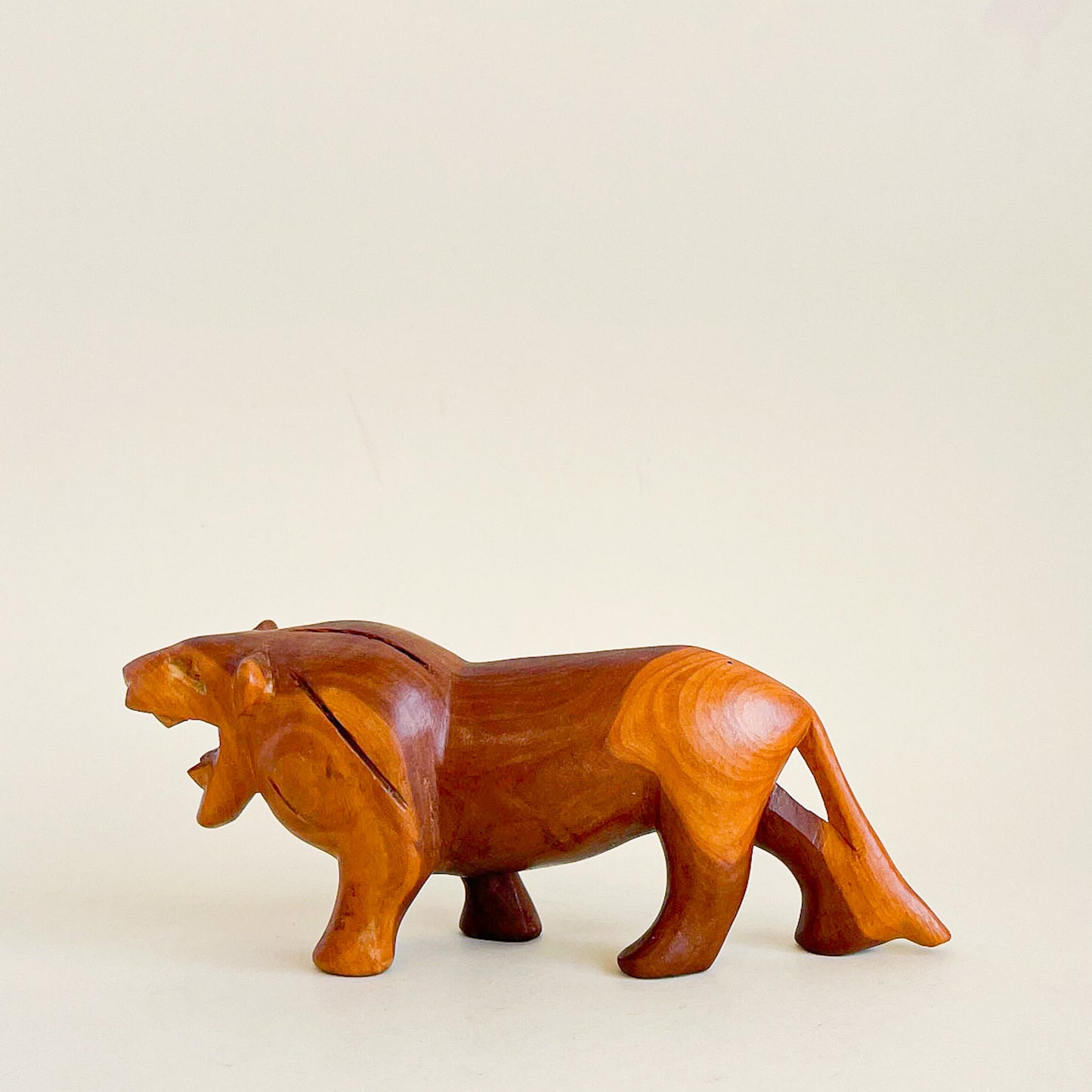 Hand-carved wooden lion