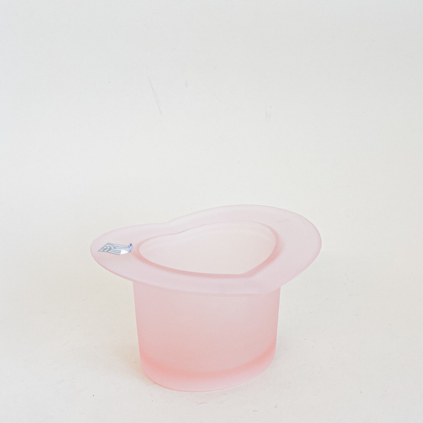 Bougeoir/vide-poche chapeau en verre rose