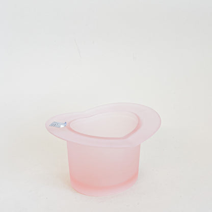 Bougeoir/vide-poche chapeau en verre rose