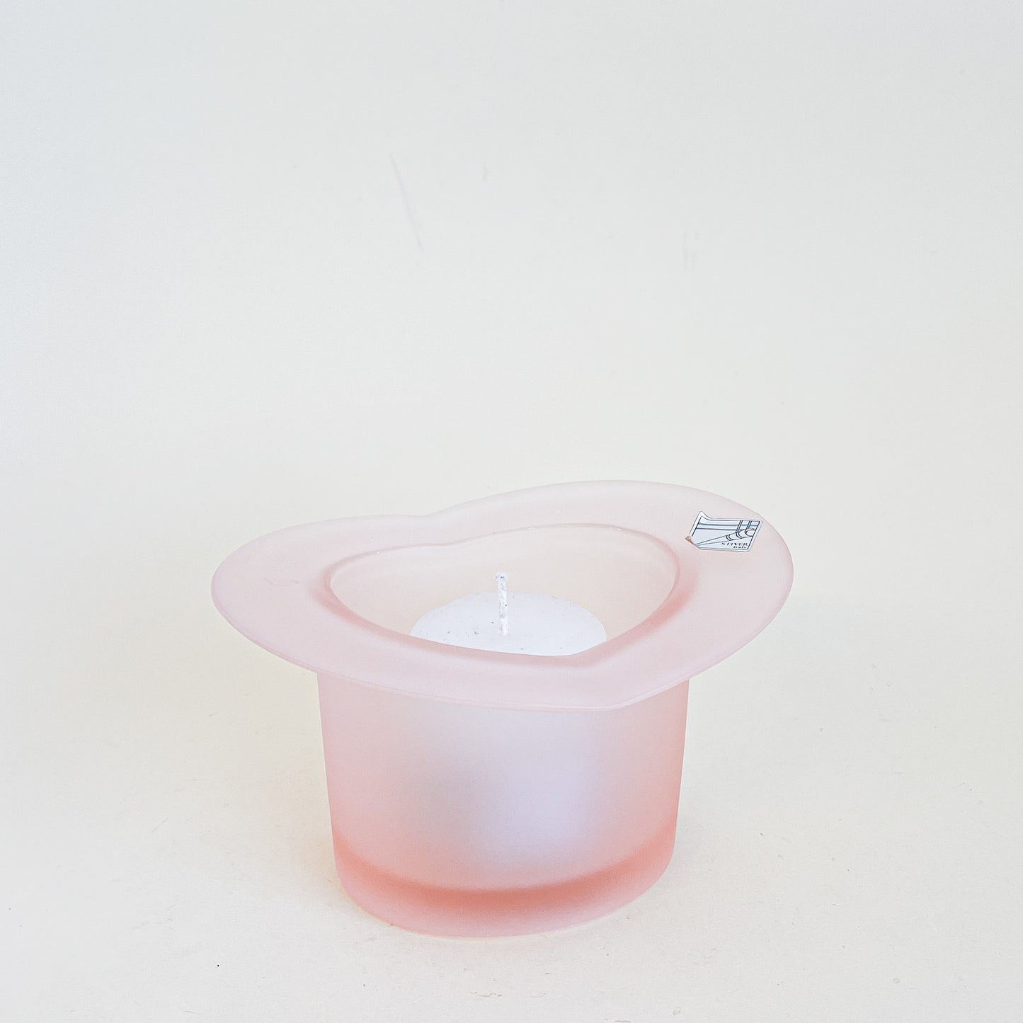 Pink glass hat candle holder