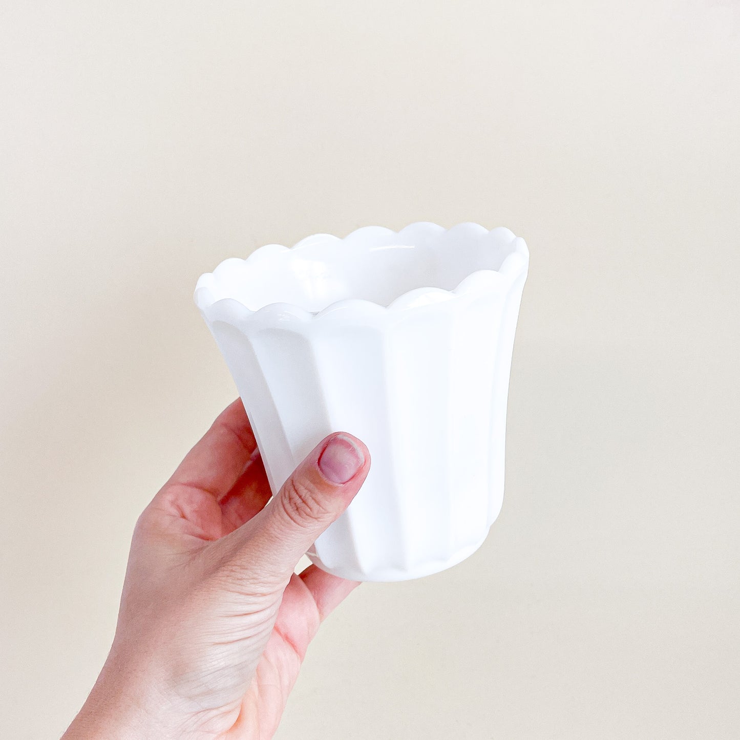 Small milk glass planter