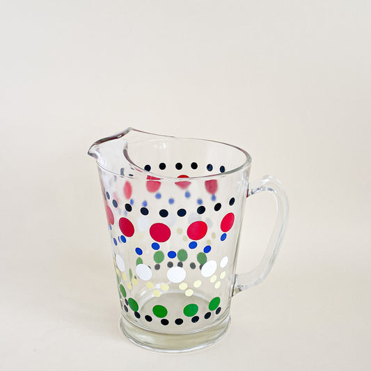 Mid Century Hazel Atlas Polka Dot Glass Pitcher